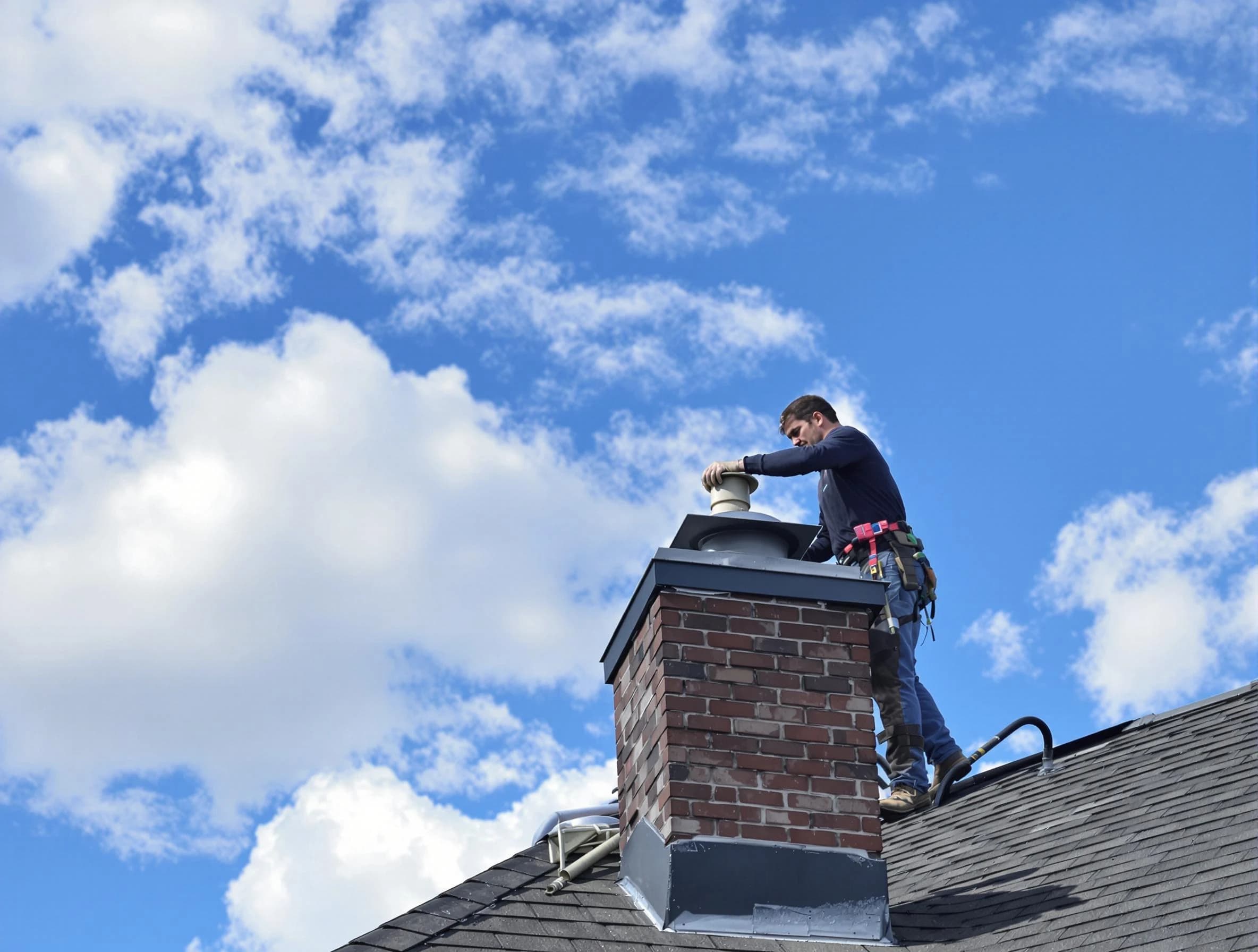 Brick Chimney Sweep installing a sturdy chimney cap in Brick, NJ