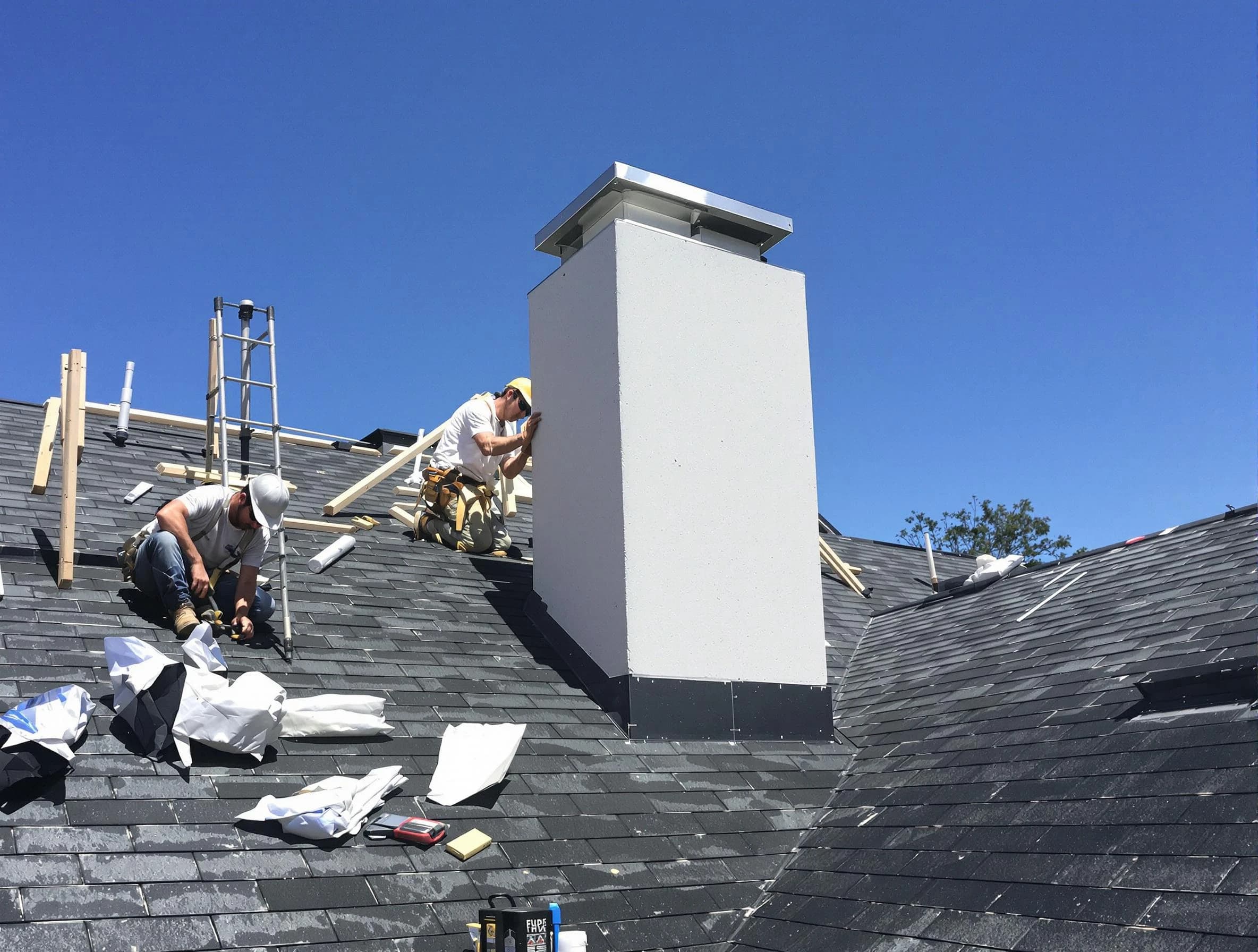 Brick Chimney Sweep crew installing a new chimney in Brick, NJ