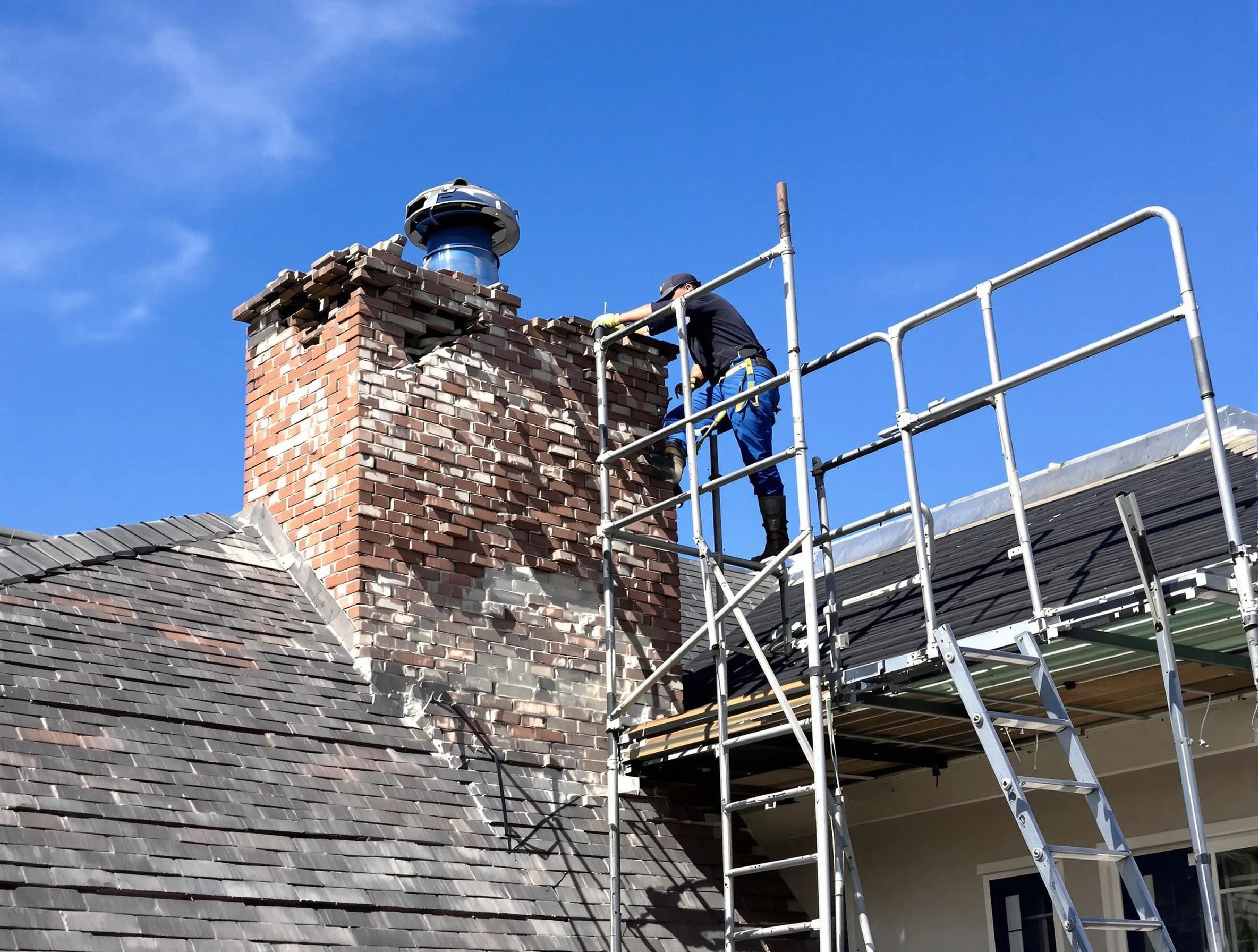 Rebuilding a chimney structure by Brick Chimney Sweep in Brick, NJ