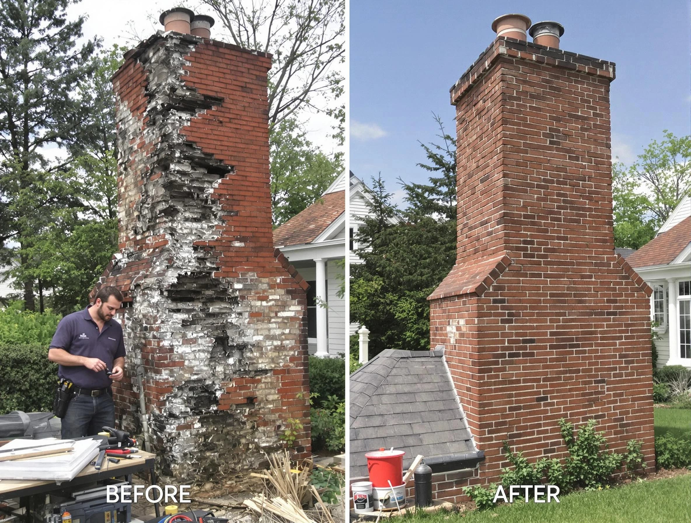 Brick Chimney Sweep performing a full chimney restoration in Brick, NJ