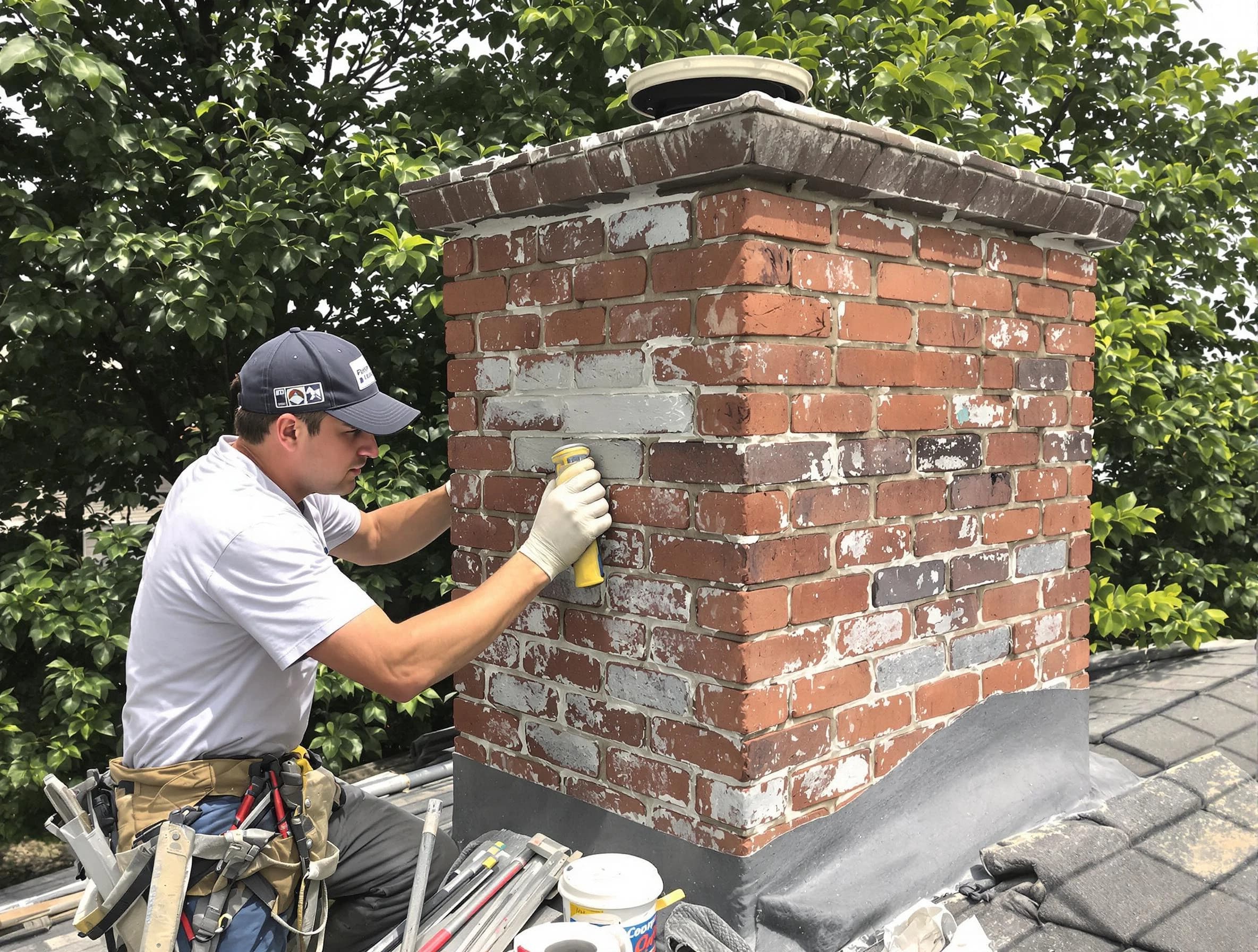 Brick Chimney Sweep restoring an aging chimney in Brick, NJ