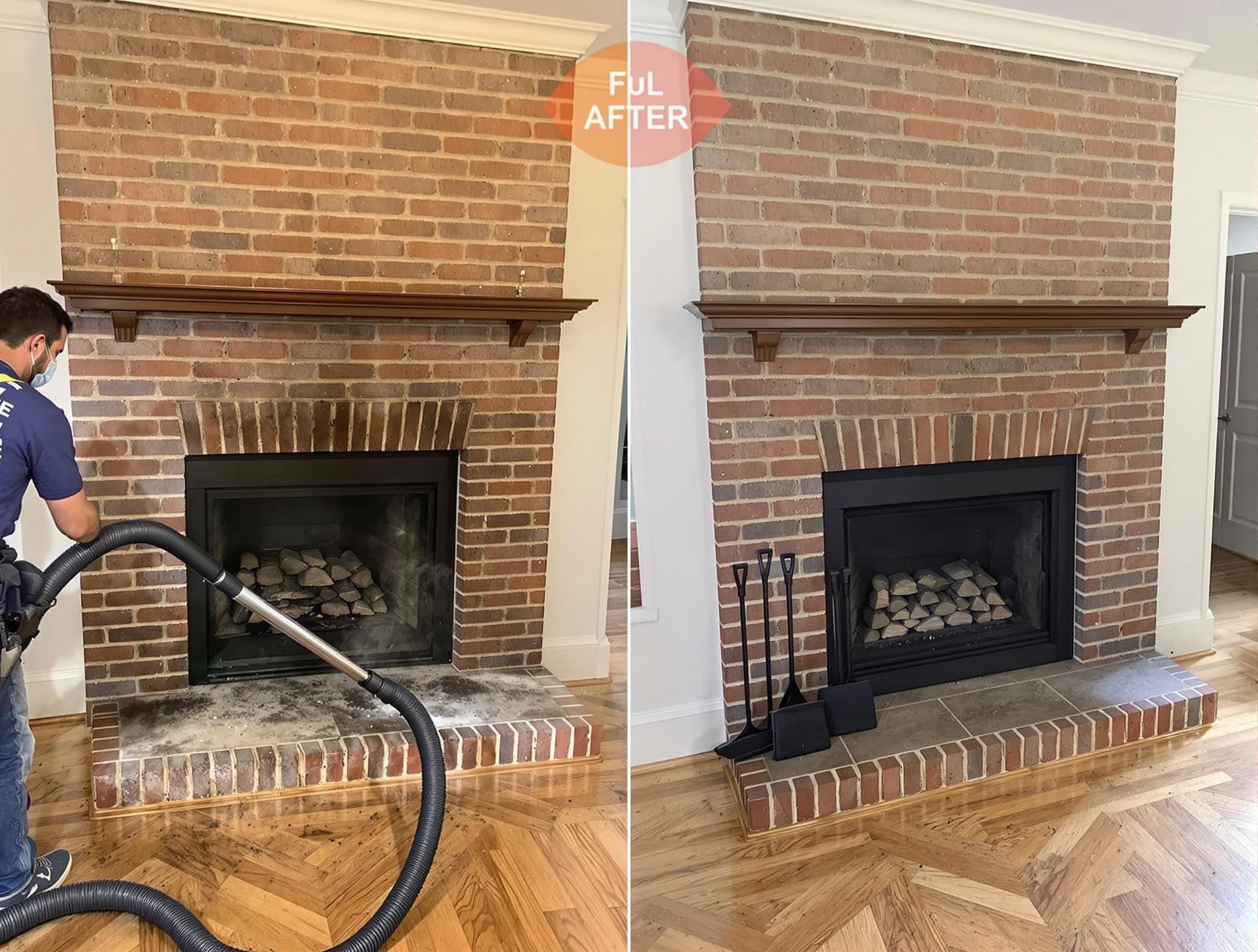 Brick Chimney Sweep carefully sanitizing a fireplace in Brick, NJ