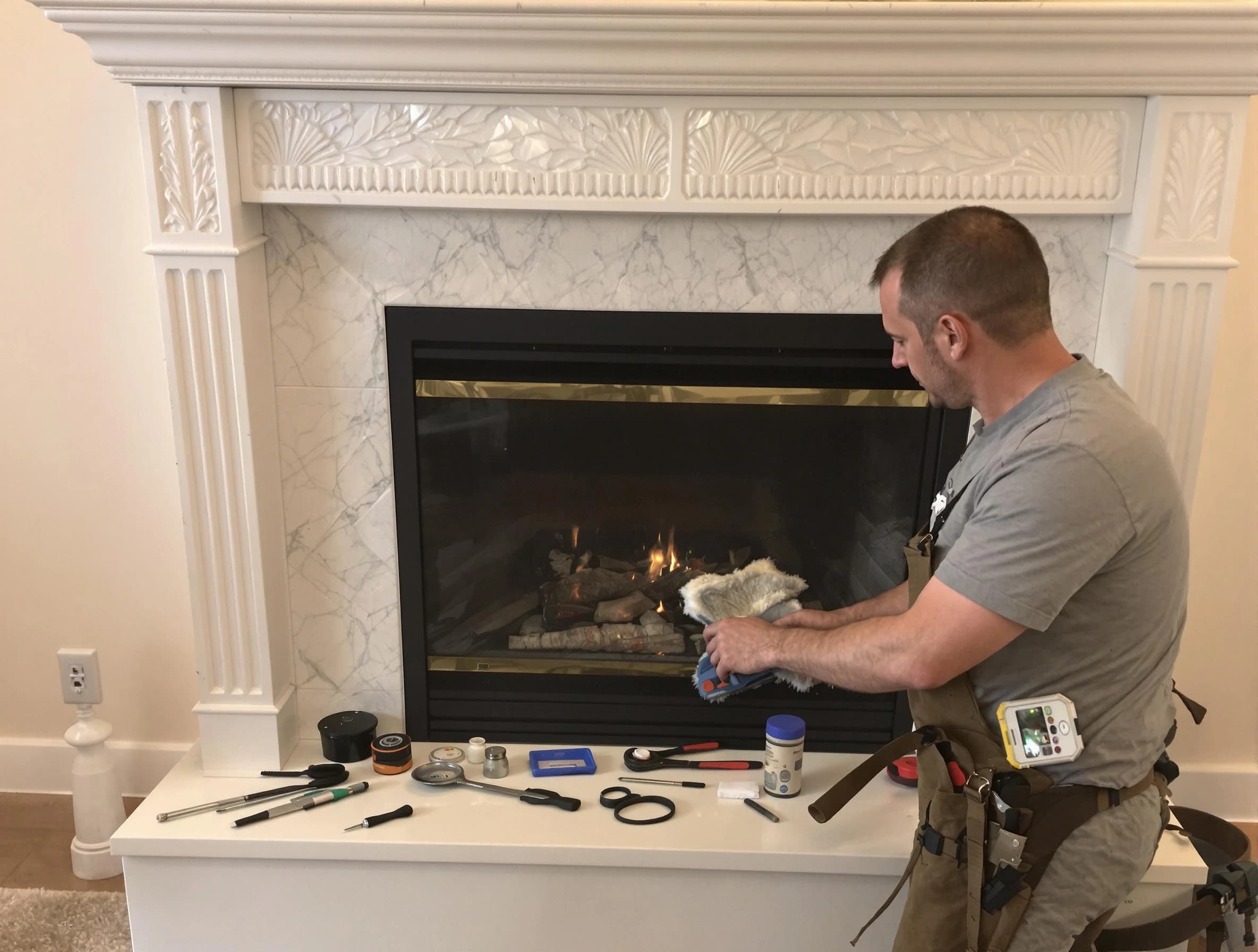 Brick Chimney Sweep performing fireplace maintenance in Brick, NJ